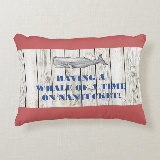 Nantucket Whale of a Time on Red Pillow Accent Kussen (Voorkant)