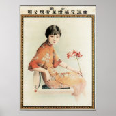 Nanyang Femme Aux Fleurs Ancien Poster Chinois (Devant)