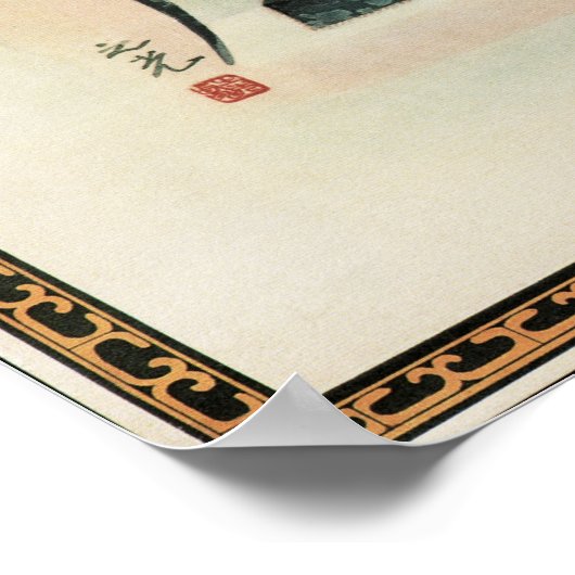 Nanyang Femme Aux Fleurs Ancien Poster Chinois (Coin)