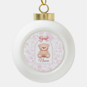 Naomi Aangepaste Roze Teddybeer Nursery Design Keramische Bal Ornament