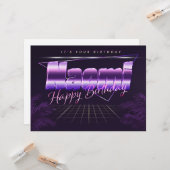 Naomi Name Vorname lila retro Karte Geburtstag Kaart (Voorkant / Achterkant in situ)