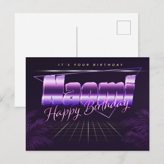 Naomi Nom Prénom Anniversaire de la carte postale (Devant / Derrière)