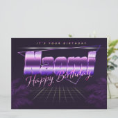 Naomi Nom Prénom lila retro Carte Anniversaire (Debout devant)