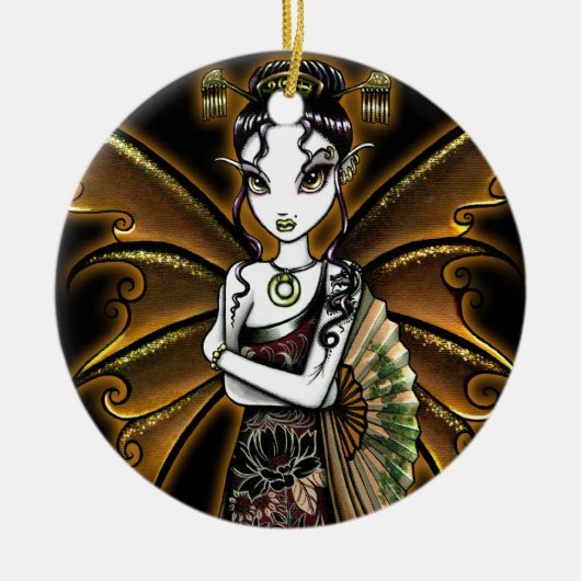 "Naomi" Oriental Fan Fairy Ornament (Voorkant)