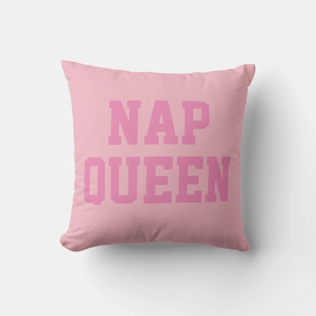 Nap Queen | Joke Humor Pink Sierkussen (Voorkant)