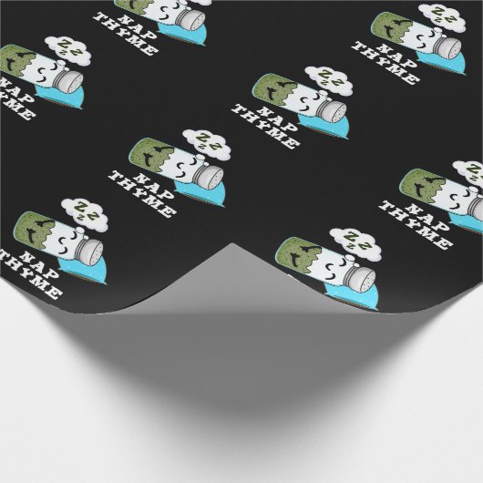 Nap Thyme Funny Sleeping Herb Pun Dark BG Cadeaupapier (Hoek)