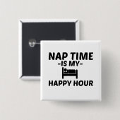 NAP TIME HAPPY UUR VIERKANTE BUTTON 5,1 CM (Voorkant /achterkant)
