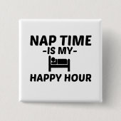 NAP TIME HAPPY UUR VIERKANTE BUTTON 5,1 CM (Voorkant)
