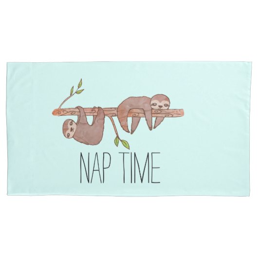 Nap Time Omkeerbare Sleepy Schattige Sloths Kussen Kussensloop (Voorkant)