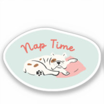 "Nap Time" slapende bulldog mint-green retro