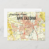 Napa CA Vintage Map 1944 Briefkaart (Voorkant / Achterkant)