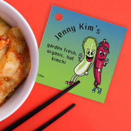 Napa en Pepper Pals Funny Cartoon Square Kimchi Bedankjes Labels
