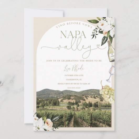 Napa Valley Bachelorette Invitation & Itinéraire (Devant)