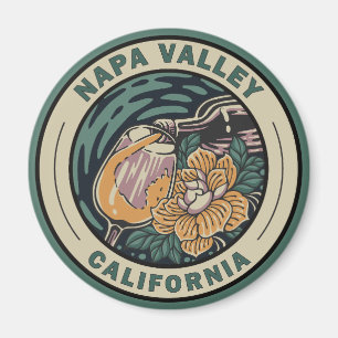 Napa Valley California Travel Art Badge Magneet