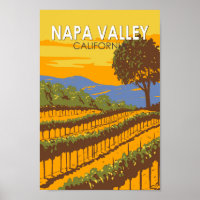 Napa Valley California Travel Art Vintage