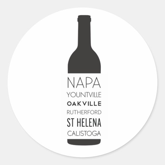 Napa Valley Cities Wijnfles Ronde Sticker (Voorkant)