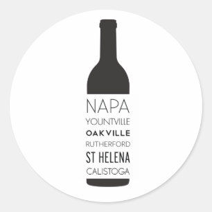 Napa Valley Cities Wijnfles Ronde Sticker