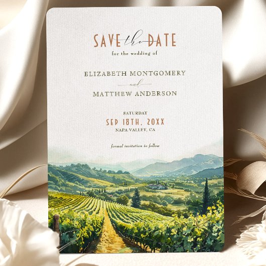 Napa Valley Vineyard Elegance Save-the-Date Kaart