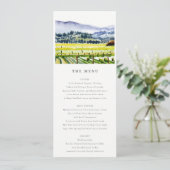 Napa Valley Vineyard Landscape Wedding Menu Kaart (Staand voorkant)