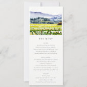 Napa Valley Vineyard Landscape Wedding Menu Kaart (Voorkant)