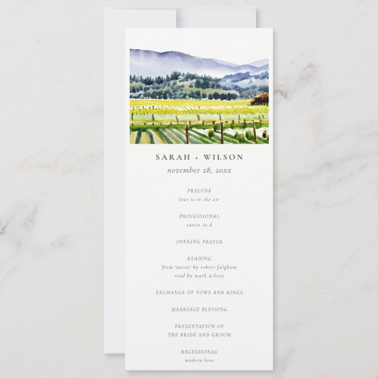 Napa Valley Vineyard Programme de mariage paysager (Devant)