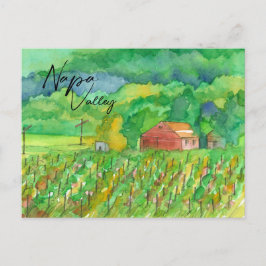 Napa Valley Vineyard Red Barn Field Rows Briefkaart
