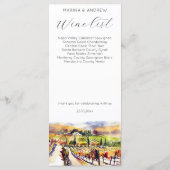 Napa Valley Vineyard watercolor menu mariage (Dos)