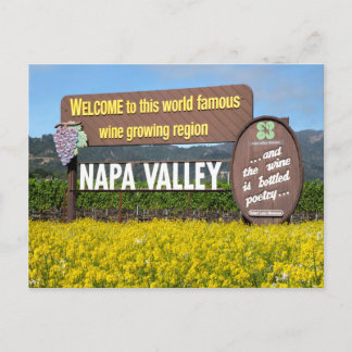 Napa Valley Welcome Sign with Mustard Field Briefkaart