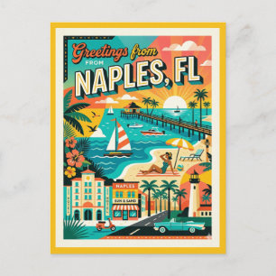 Napels FL Golfkust Retro Jaren 60 Whimsisch Briefkaart