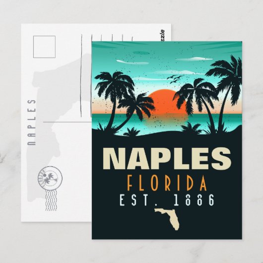 Napels Florida Beach Retro Sunset Souvenirs 60s Briefkaart (Voorkant / Achterkant)