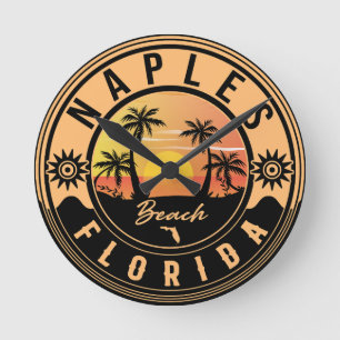 Napels Florida Beach Retro Sunset Souvenirs Ronde Klok
