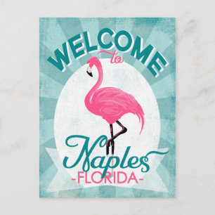 Napels Florida Pink Flamingo -  Retro Trave Briefkaart