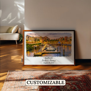 Napels Florida Poster, Aquarel, Op Maat Poster