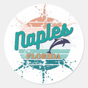 Napels Florida Retro met ontploffing op zonsonder Ronde Sticker