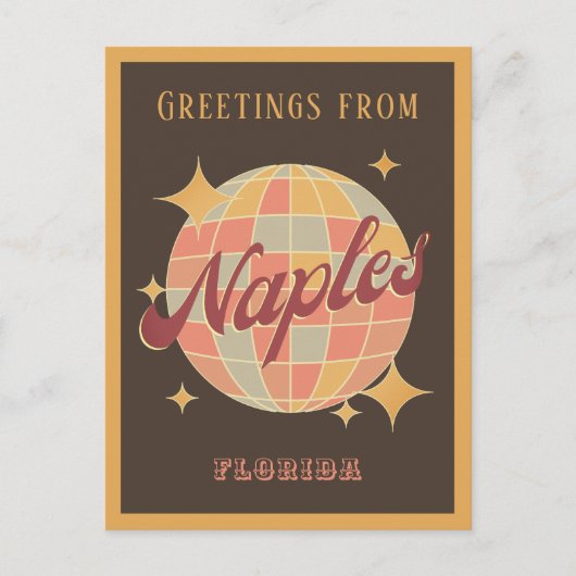 Napels Florida Retro  Party Briefkaart (Voorkant)