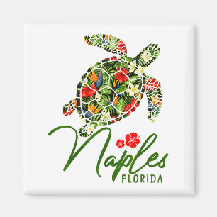 Napels Florida Zeeschildpad Tropische Hibiscus Str Magneet