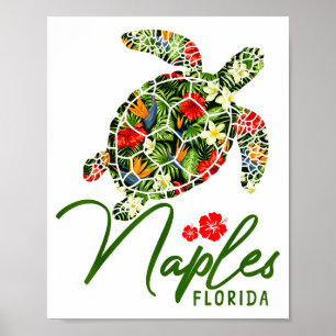 Napels Florida Zeeschildpad Tropische Hibiscus Str Poster
