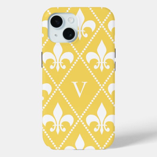 Napels Geel Fleur de Lis w / monogram Case-Mate iPhone Case (Achterkant)