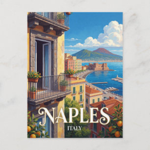 Napels Italië Baai En Vesuvius Reis Briefkaart