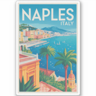Napels Italië Illustratie Reis Kunst Vintage Sticker