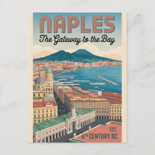 Napels Italië Retro Silhouette Stadsgezicht Reis Briefkaart