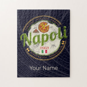 Napels Italië Retro Vesuvius en Pizza Vintage Legpuzzel