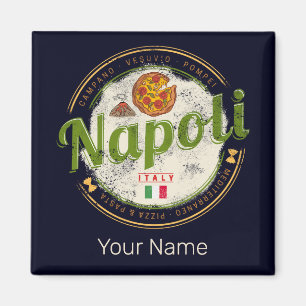 Napels Italië Retro Vesuvius en Pizza Vintage Magneet