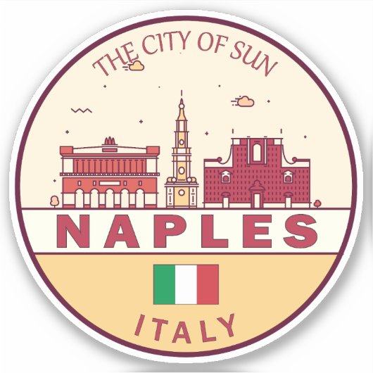 Napels Italië Skyline Embleem Sticker (Voorkant)