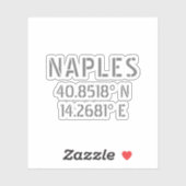 Napels Latitude en Longitude Coordinates Vinyl Sticker (Vel)