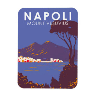 Napels Mount Vesuvius Travel Art Vintage Magneet