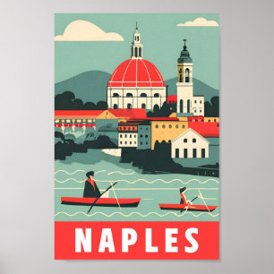 Napels Napoli Italië Vintage reisillustratie Poster