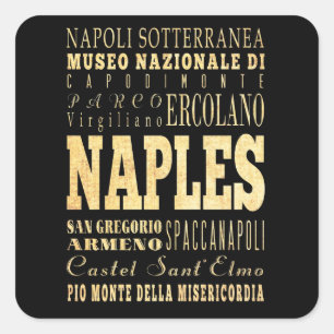 Napels Stad van Italië Typografie Kunst Vierkante Sticker