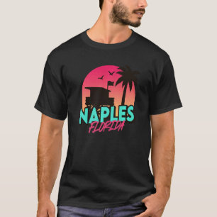 napels strand florida palmbomen fl retro t-shirt