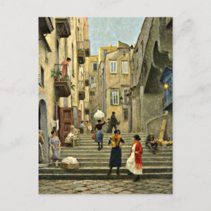 Napels Street Scene - Paul G. Fischer-schilderij, Briefkaart